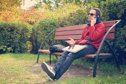 Difficult business conversation on the phone, solving problems at work Stock Photos