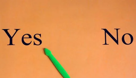 Difficult choice. Yes or no. Words on an orange background. Motivation. Succe Stock Photos