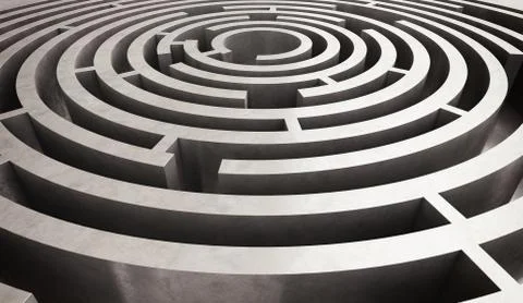 Difficult circular maze Stock Illustration