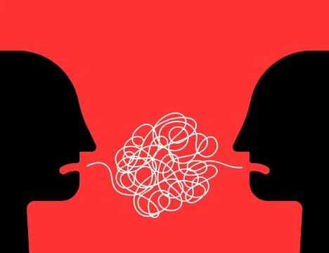 Difficult communion between two people Stock Illustration