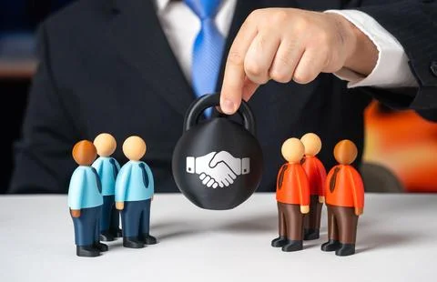 A difficult compromise for both sides. Mediation and arbitration in conflic.. Stock Photos