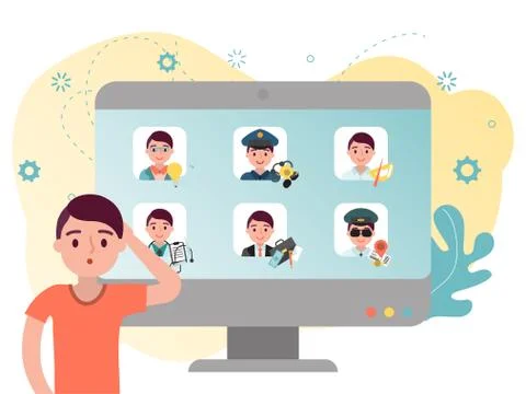 Difficult decision to choose future career for young student after graduation Stock Illustration