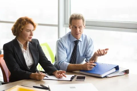 Difficult job interview in office Stock Photos