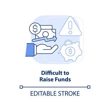 Difficult to raise funds light blue concept icon 스톡 일러스트