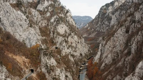 Difficult road in the gorge of Montenegro Stock-Footage 114974850