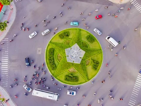 A difficult road intersection. 스톡 사진