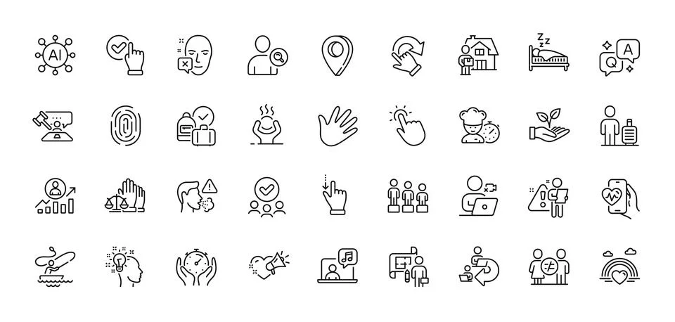 Difficult stress, Timer and Sleep line icons pack. For web app. Line icons Stock Illustration
