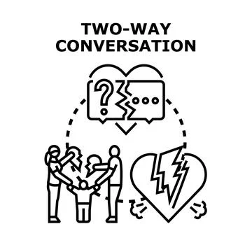 Difficult two way conversation causing family relationship problems Stock Illustration