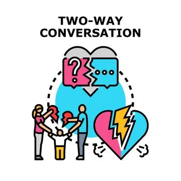 Difficult two way conversation causing family relationship problems Illustration