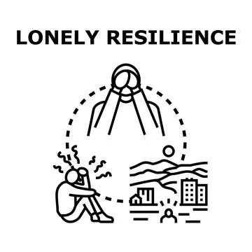 Difficult urban challenges impacting lonely human mental health Stock Illustration