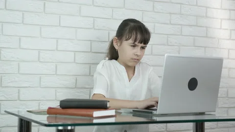 Difficulties of online learning. Stock Footage 134654686
