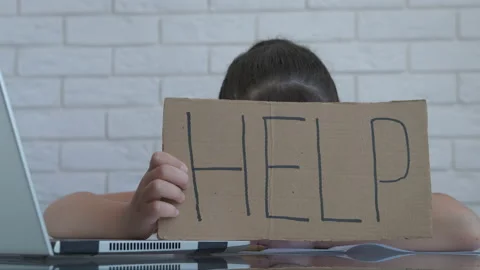 The difficulties of online learning. Stock Footage 138055783