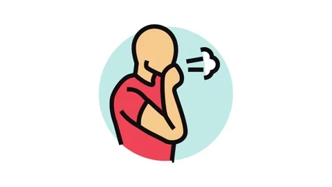 Difficulty breathing disease symptom color icon animation Stock Footage 326105703
