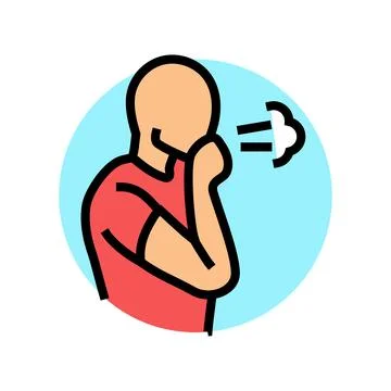 Difficulty breathing disease symptom color icon vector illustration Stock Illustration