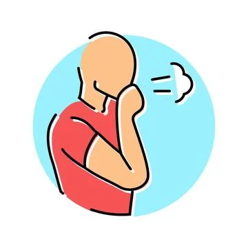 Difficulty breathing disease symptom color icon vector illustration Stock Illustration