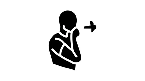 Difficulty breathing disease symptom glyph icon animation Stock Footage 326152476