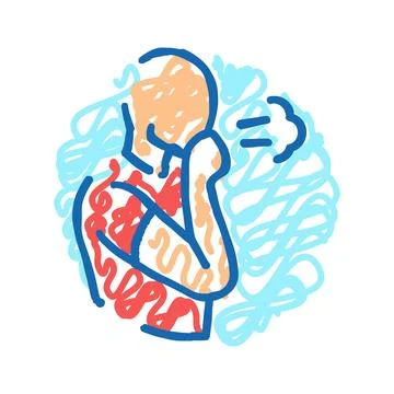 Difficulty breathing disease symptom icon doodle illustration Stock Illustration