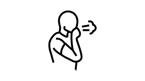 Difficulty breathing disease symptom line icon animation Stock Footage 326131738