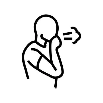 Difficulty breathing disease symptom line icon vector illustration Stock Illustration