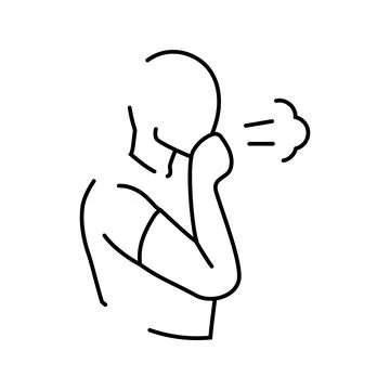 Difficulty breathing disease symptom line icon vector illustration Stock Illustration