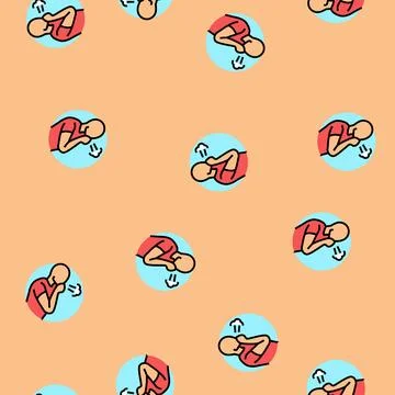 Difficulty breathing disease symptom vector seamless pattern Stock Illustration