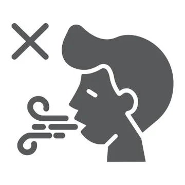 Difficulty breathing glyph icon, dysnea and covid-19, coronavirus symptom sign Stock Illustration