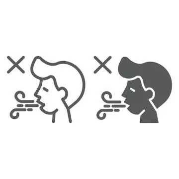 Difficulty breathing line and glyph icon, dysnea and covid-19, coronavirus Stock Illustration