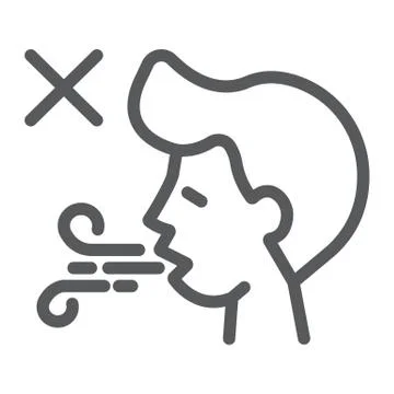 Difficulty breathing line icon, dysnea and covid-19, coronavirus symptom sign Stock Illustration