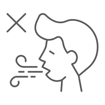 Difficulty breathing thin line icon, dysnea and covid-19, coronavirus symptom Stock Illustration