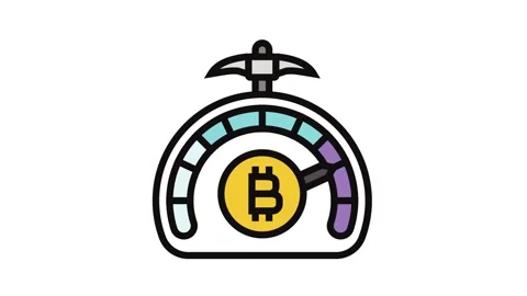 Difficulty cryptocurrency mining color icon animation Stock Footage 326109564