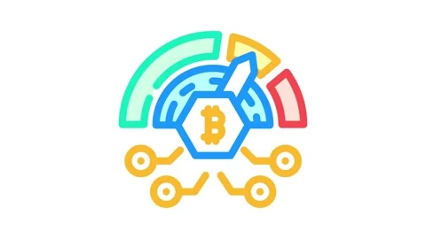 Difficulty cryptocurrency mining color icon animation Stock Footage 327261120