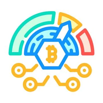 Difficulty cryptocurrency mining color icon vector illustration Stock Illustration
