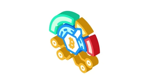 Difficulty cryptocurrency mining isometric icon animation Stock Footage 327282419
