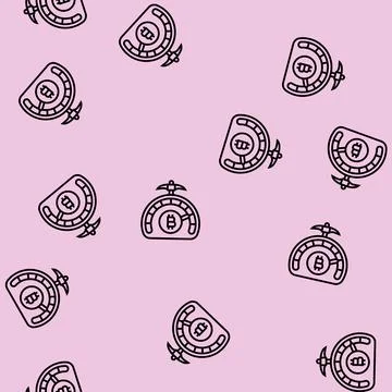 Difficulty cryptocurrency mining line seamless pattern 스톡 일러스트