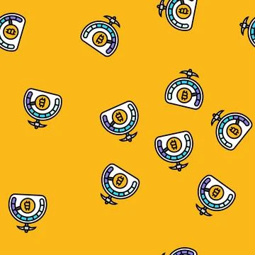 Difficulty cryptocurrency mining vector seamless pattern Stock Illustration