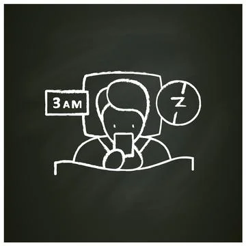 Difficulty falling asleep chalk icon Stock Illustration