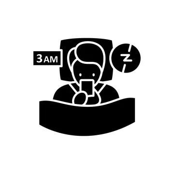 Difficulty falling asleep glyph icon Stock Illustration