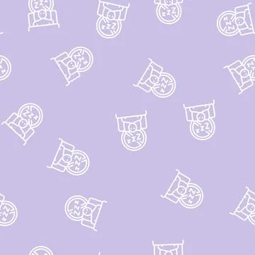 Difficulty falling asleep at night line seamless pattern Illustrazione stock