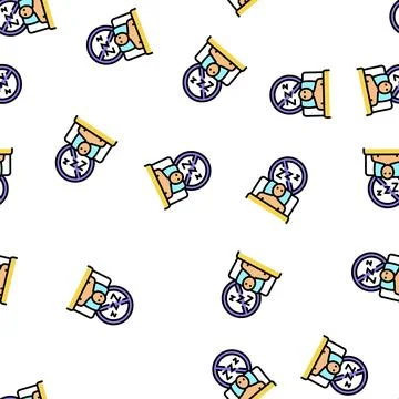 Difficulty falling asleep at night vector seamless pattern Stock Illustration
