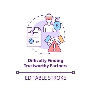 Difficulty finding trustworthy partner concept icon Stockillustratie