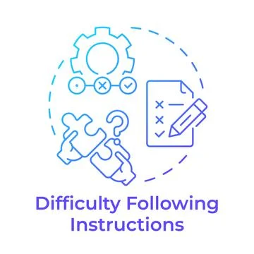Difficulty following instructions blue gradient concept icon Illustrazione stock