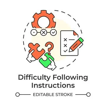 Difficulty following instructions multi color concept icon Illustrazione stock