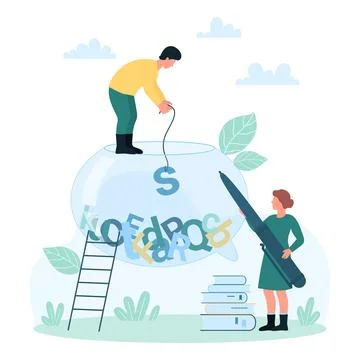 Difficulty in learning, understanding and processing information, tiny people Illustration