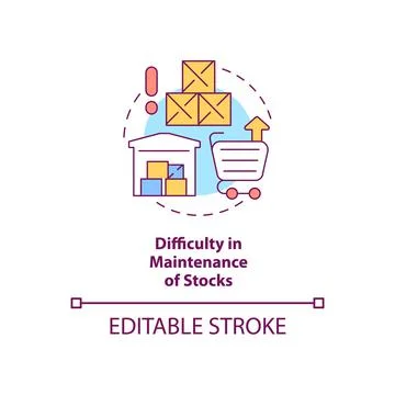 Difficulty in maintenance of stocks concept icon Stock Illustration