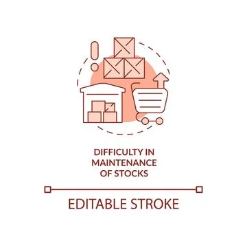 Difficulty in maintenance of stocks red concept icon Stock Illustration