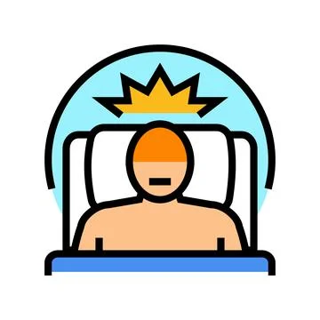 Difficulty sleeping disease symptom color icon vector illustration Stock Illustration