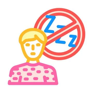 Difficulty sleeping disease symptom color icon vector illustration Stock Illustration