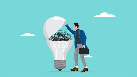 Difficulty in solving problems, out of ideas concept, too many complicated .. 스톡 일러스트