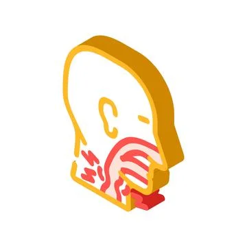 Difficulty swallowing disease symptom isometric icon vector illustration Stock Illustration