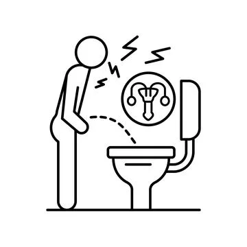 Difficulty urinating toilet icon. Simple line, outline vector of urology icons Stock Illustration